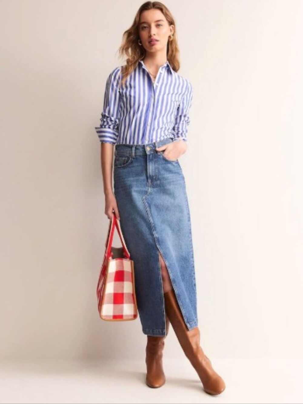 Boden Blue 5 Pocket Denim Maxi 100% Cotton Skirt